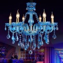 6 Light Blue Mediterranean Style Candle Style Crystal Chandelier
