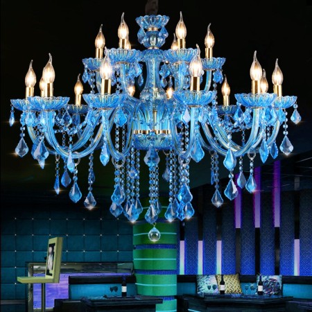 18 Light (12+6) 2 Tiers Blue Mediterranean Style Candle Style Crystal Chandelier