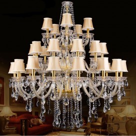 30 Light (15+10+5) 3 Tiers Gold Candle Style Crystal Chandelier