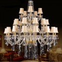 30 Light (15+10+5) 3 Tiers Gold Candle Style Crystal Chandelier