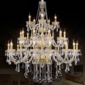 30 Light (15+10+5) 3 Tiers Gold Candle Style Crystal Chandelier