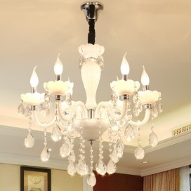 6 Light White Candle Style Crystal Chandelier