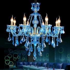 8 Light Blue Candle Style Crystal Chandelier