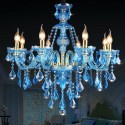 8 Light Blue Candle Style Crystal Chandelier