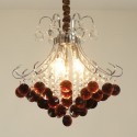 3 Light Silver Burgundy Candle Style Crystal Chandelier