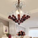 3 Light Silver Burgundy Candle Style Crystal Chandelier