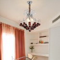 3 Light Silver Burgundy Candle Style Crystal Chandelier
