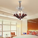 3 Light Silver Burgundy Candle Style Crystal Chandelier