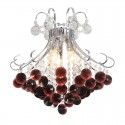 3 Light Silver Burgundy Candle Style Crystal Chandelier