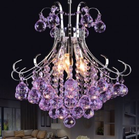 3 Light Purple Candle Style Crystal Chandelier