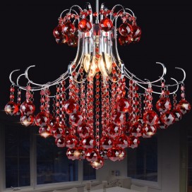 3 Light Red Candle Style Crystal Chandelier