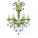6 Light Green Candle Style Crystal Chandelier