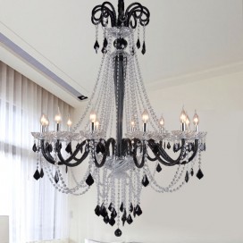 12 Light Black Candle Style Crystal Chandelier