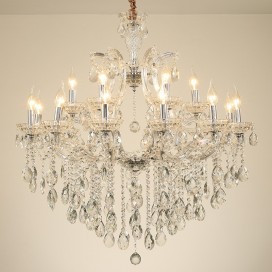 18 Light (12+6) 2 Tiers Clear Candle Style Crystal Chandelier