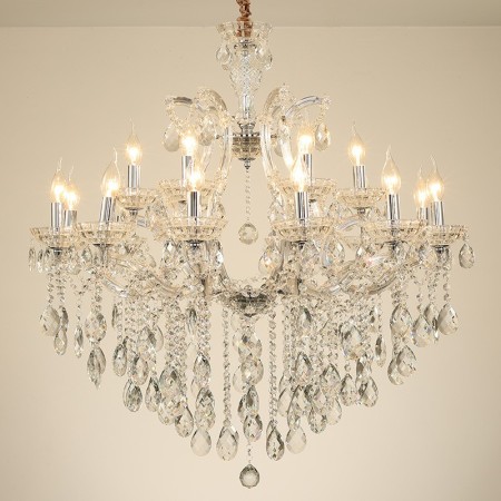 18 Light (12+6) 2 Tiers Clear Candle Style Crystal Chandelier
