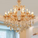 18 Light (12+6) 2 Tiers Amber Candle Style Crystal Chandelier