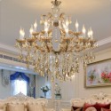 18 Light (12+6) 2 Tiers Cognac Colour Candle Style Crystal Chandelier