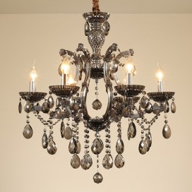 6 Light Gray Candle Style Crystal Chandelier