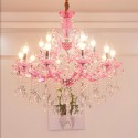 18 Light (12+6) 2 Tiers Rose Red Candle Style Crystal Chandelier