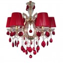 6 Light Gold Red Candle Style Crystal Chandelier