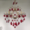 18 Light (12+6) 2 Tiers Gold Red Candle Style Crystal Chandelier