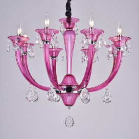 8 Light Rose Red Candle Style Crystal Chandelier