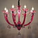 8 Light Rose Red Candle Style Crystal Chandelier