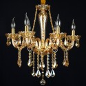 6 Light Amber Candle Style Crystal Chandelier