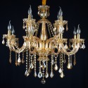 12 Light (8+4) 2 Tiers Amber Candle Style Crystal Chandelier