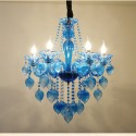 6 Light Blue Candle Style Crystal Chandelier