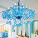 18 Light (12+6) 2 Tiers Blue Candle Style Crystal Chandelier