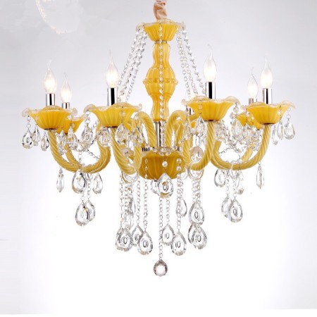 8 Light Yellow Candle Style Crystal Chandelier