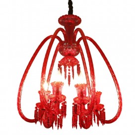 6 Light Red Purple Candle Style Crystal Chandelier
