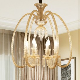 6 Light Cognac Colour Candle Style Crystal Chandelier