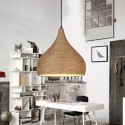 1 Light Retro Rustic Hemp Rope Pendant Light with Hemp Rope Shade