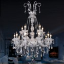 15 Light (10+5) 2 Tiers Clear Candle Style Crystal Chandelier