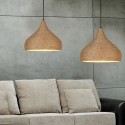 1 Light Retro Rustic Hemp Rope Pendant Light with Hemp Rope Shade