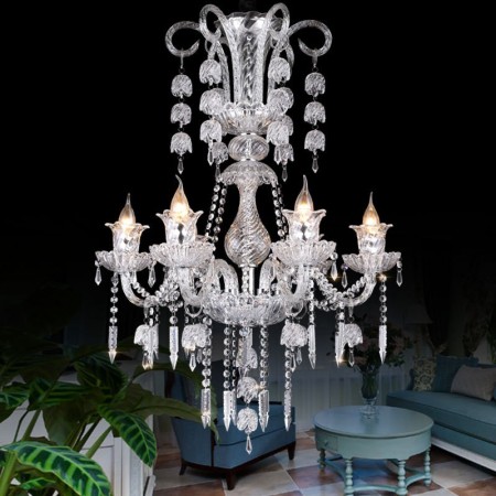 6 Light Clear Candle Style Crystal Chandelier