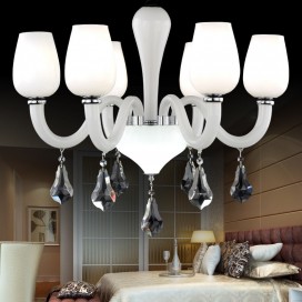 6 Light White Candle Style Crystal Chandelier