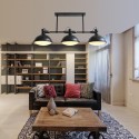 3 Light Retro Rustic Steel Pendant Light with Glass Shade