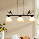 3 Light Retro Rustic Steel Pendant Light with Glass Shade