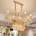 8 Light Gold Amber Candle Style Crystal Chandelier