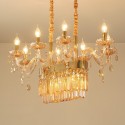 8 Light Gold Amber Candle Style Crystal Chandelier