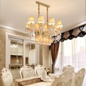 8 Light Gold Amber Candle Style Crystal Chandelier