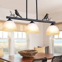 3 Light Retro Rustic Steel Pendant Light with Glass Shade