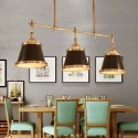 3 Light Retro Rustic Luxury Brass Pendant Light with Brass Shade