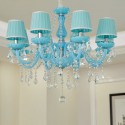 8 Light Nordic Style Blue Candle Style Crystal Chandelier