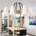 8 Light Retro Rustic Luxury Brass Chandelier with Glass Shade