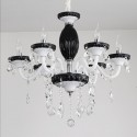 6 Light Black White Retro Candle Style Crystal Chandelier