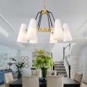 6 Light Retro Rustic Luxury Brass Chandelier with Glass Shade